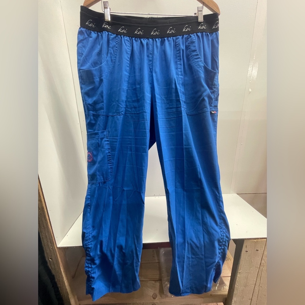 Koi lite neon blue wide leg plus‎ size scrub pants
